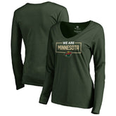 Minnesota Wild Women's Iconic Collection We Are Long Sleeve V-Neck T-Shirt - Green T-shirts