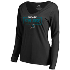 San Jose Sharks Women's Iconic Collection We Are Long Sleeve V-Neck T-Shirt - Black T-shirts