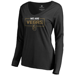 Vegas Golden Knights Women's Iconic Collection We Are Long Sleeve V-Neck T-Shirt - Black T-shirts