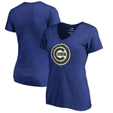 Chicago Cubs Women's Armed Forces Wordmark T-Shirt Royal