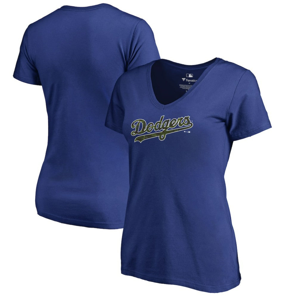 Los Angeles Dodgers Women's Armed Forces Wordmark T-Shirt Royal