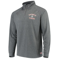 Detroit Tigers Stitches Team Raglan Quarter-Zip Pullover Jacket Heathered Charcoal