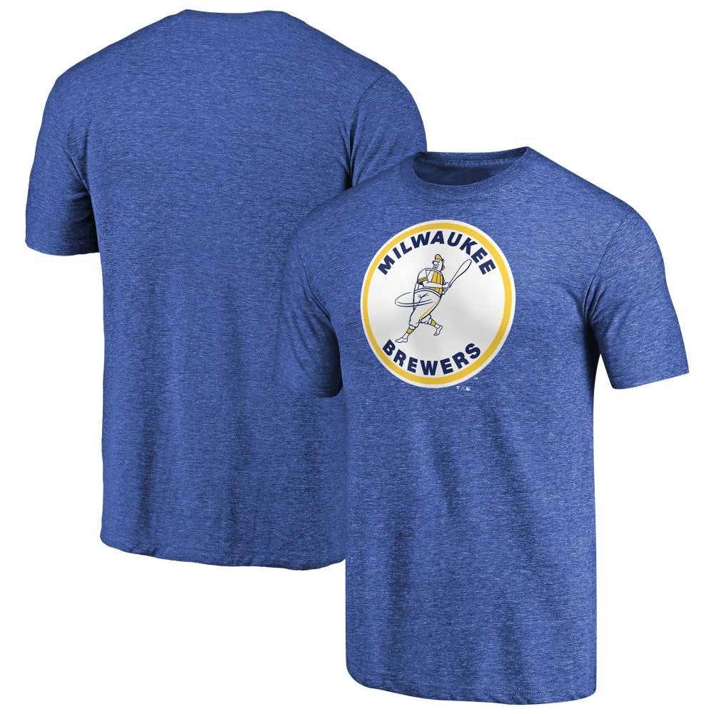 Milwaukee Brewers Cooperstown Collection Forbes Tri-Blend T-Shirt Heathered Royal