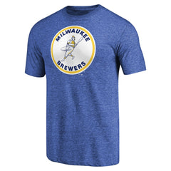 Milwaukee Brewers Cooperstown Collection Forbes Tri-Blend T-Shirt Heathered Royal