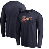 Detroit Tigers Team Wordmark Long Sleeve T-Shirt Navy