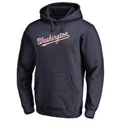 Washington Nationals Official Wordmark Fitted Pullover Hoodie Navy