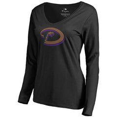 Arizona Diamondbacks Women's Cooperstown Collection Forbes Long Sleeve V-Neck T-Shirt Black