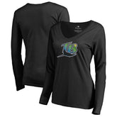 Tampa Bay Rays Women's Cooperstown Collection Forbes Long Sleeve V-Neck T-Shirt Black