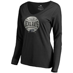 Tampa Bay Rays Women's Cooperstown Collection Slider Long Sleeve V-Neck T-Shirt Black