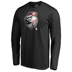 Cincinnati Reds Midnight Mascot Long Sleeve T-Shirt Black