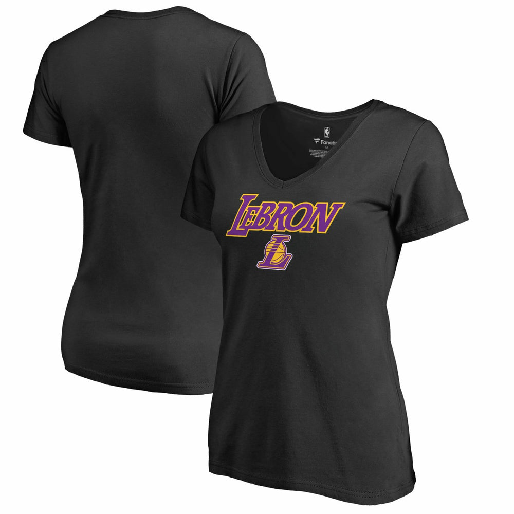 LeBron James Los Angeles Lakers Women's Hometown Collection Showtime V-Neck T-Shirt - Black cheap