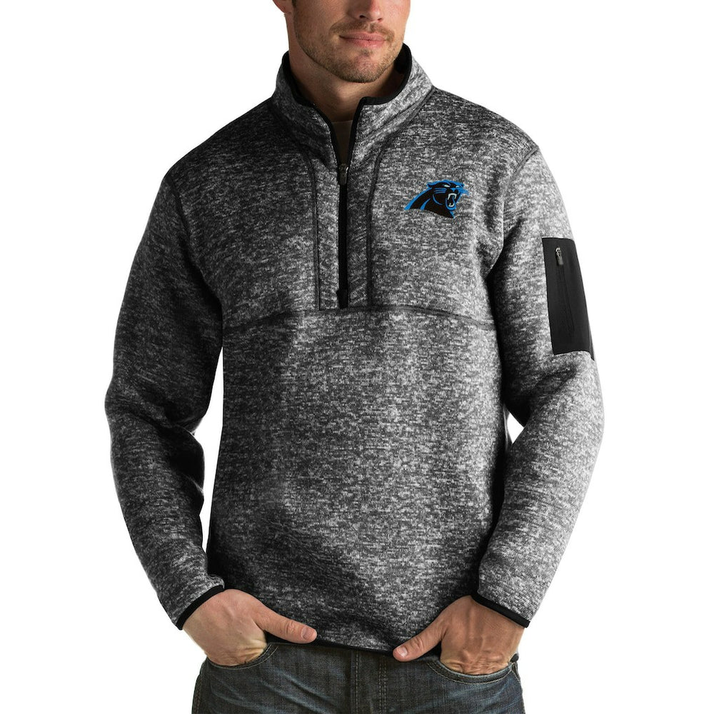 Carolina Panthers Antigua Fortune Big & Tall Quarter-Zip Pullover Jacket - Heather Black sale
