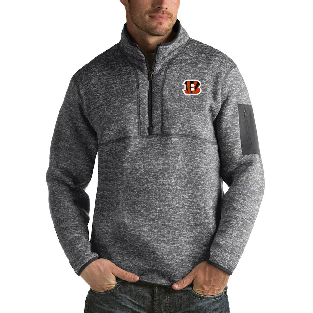 Cincinnati Bengals Antigua Fortune Big & Tall Quarter-Zip Pullover Jacket - Charcoal for sale