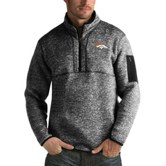 Denver Broncos Antigua Fortune Big & Tall Quarter-Zip Pullover Jacket - Heather Black outlet