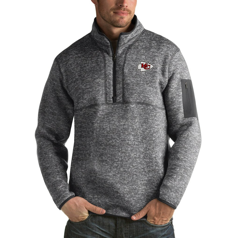 Kansas City Chiefs Antigua Fortune Big & Tall Quarter-Zip Pullover Jacket - Charcoal discount