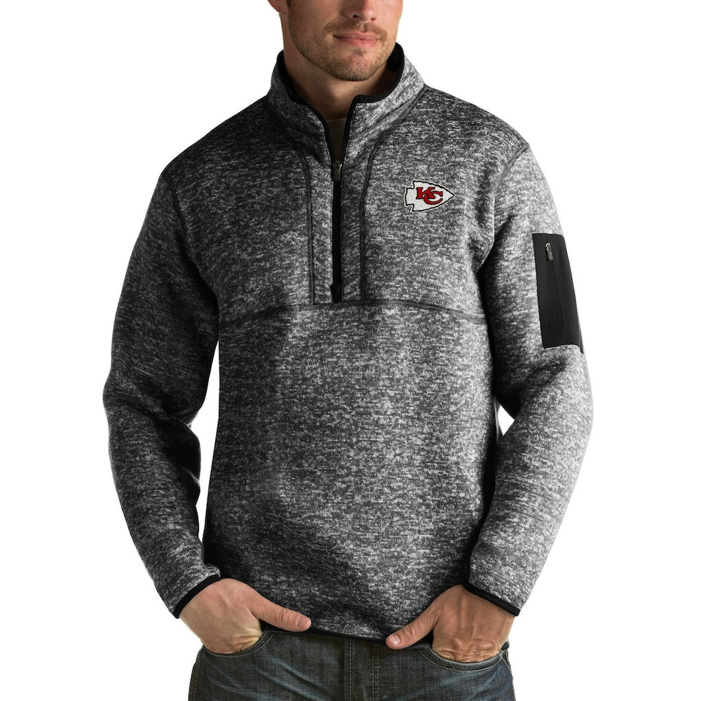 Kansas City Chiefs Antigua Fortune Big & Tall Quarter-Zip Pullover Jacket - Heather Black discount