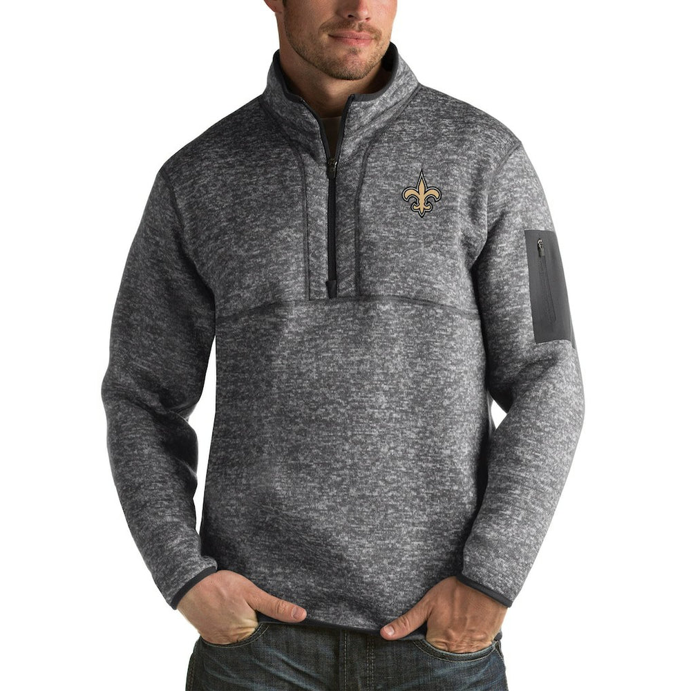 New Orleans Saints Antigua Fortune Big & Tall Quarter-Zip Pullover Jacket - Charcoal online