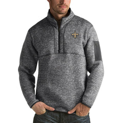 New Orleans Saints Antigua Fortune Big & Tall Quarter-Zip Pullover Jacket - Charcoal online