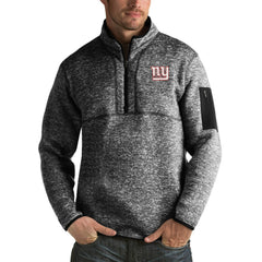 New York Giants Antigua Fortune Big & Tall Quarter-Zip Pullover Jacket - Heather Black on sale