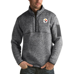 Pittsburgh Steelers Antigua Fortune Big & Tall Quarter-Zip Pullover Jacket - Heather Black sale