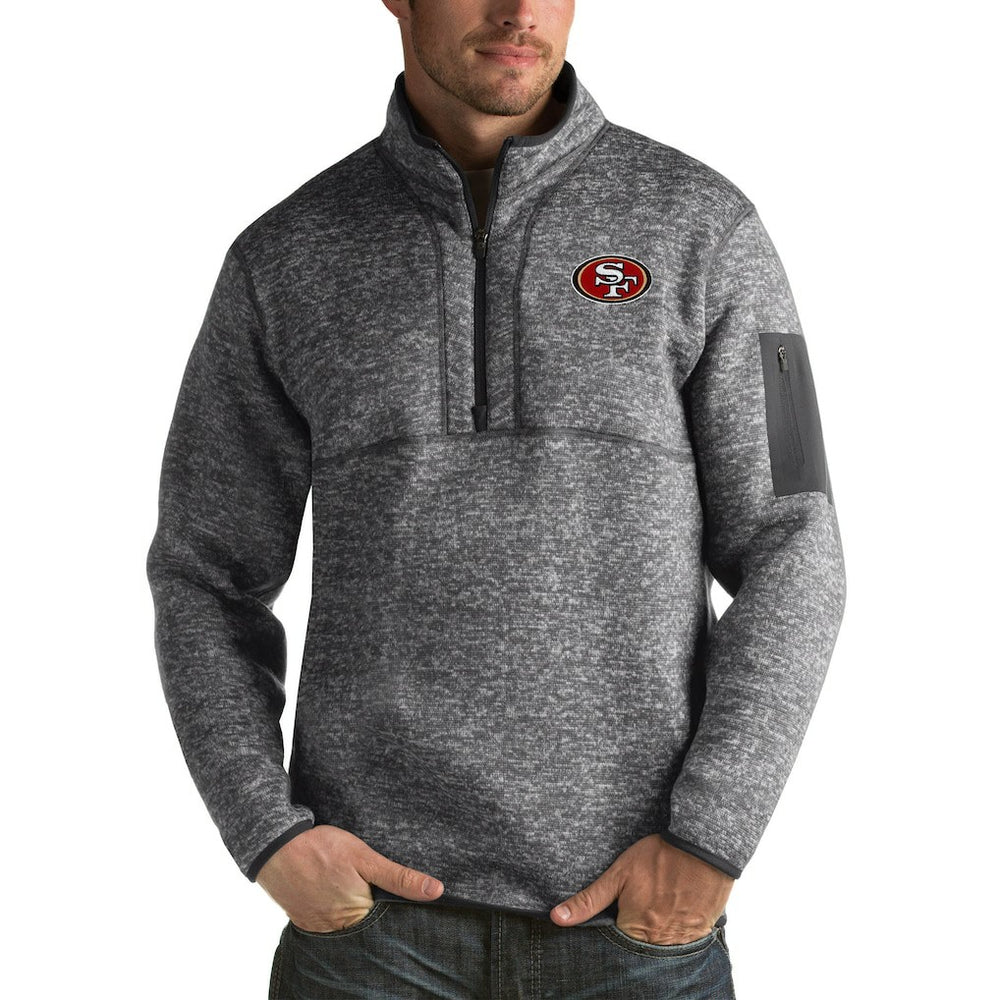 San Francisco 49ers Antigua Fortune Big & Tall Quarter-Zip Pullover Jacket - Charcoal on sale