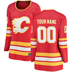 Calgary Flames Fanatics Women's Home Breakaway Custom Jersey - Red Jerseys