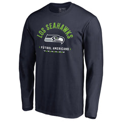 Seattle Seahawks Futbol Americano Long Sleeve T-Shirt - College Navy outlet