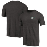 Dallas Stars Primary Logo Left Chest Distressed Tri-Blend T-Shirt - Black T-shirts
