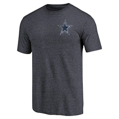Dallas Cowboys Primary Logo Left Chest Distressed Tri-Blend T-Shirt - Heathered Navy cheap