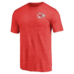 Kansas City Chiefs Primary Logo Left Chest Distressed Tri-Blend T-Shirt - Heathered Red sale