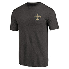 New Orleans Saints Primary Logo Left Chest Distressed Tri-Blend T-Shirt - Heathered Black discount
