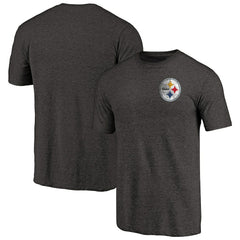 Pittsburgh Steelers Primary Logo Left Chest Distressed Tri-Blend T-Shirt - Heathered Black cheap