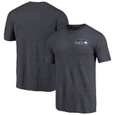 Seattle Seahawks Primary Logo Left Chest Distressed Tri-Blend T-Shirt - Heathered College Navy outlet