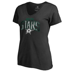 Dallas Stars Women's Arch Smoke V-Neck T-Shirt - Black T-shirts