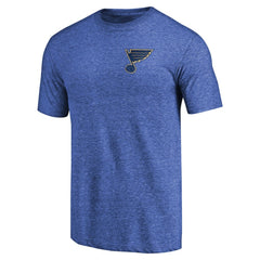 St. Louis Blues Primary Logo Left Chest Distressed Tri-Blend T-Shirt - Heathered Blue T-shirts