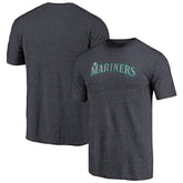 Seattle Mariners Team Wordmark Tri-Blend T-Shirt Navy