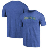 Seattle Mariners Team Wordmark Tri-Blend T-Shirt Royal