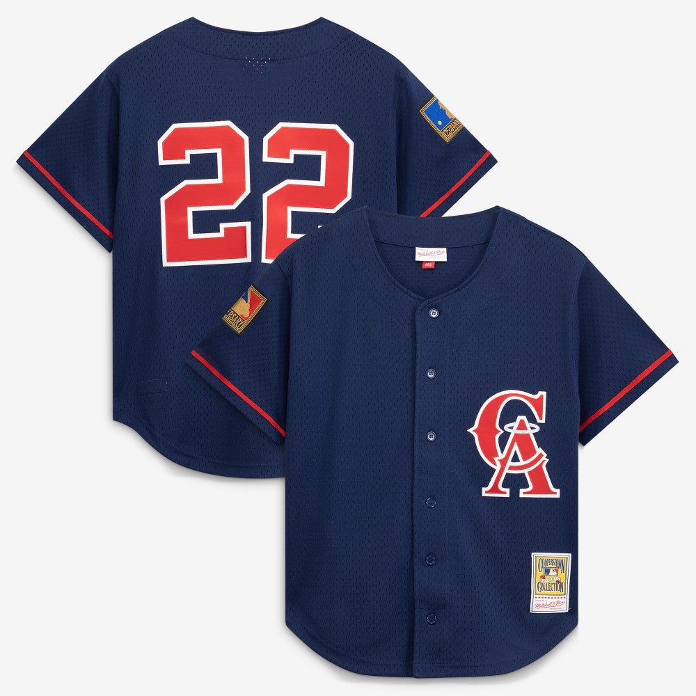 Bo Jackson California Angels Cooperstown Collection Mesh Batting Practice Button-Up Jersey Navy