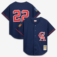 Bo Jackson California Angels Cooperstown Collection Mesh Batting Practice Button-Up Jersey Navy
