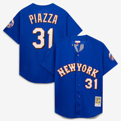 Mike Piazza New York Mets Cooperstown Collection Mesh Batting Practice Button-Up Jersey Royal