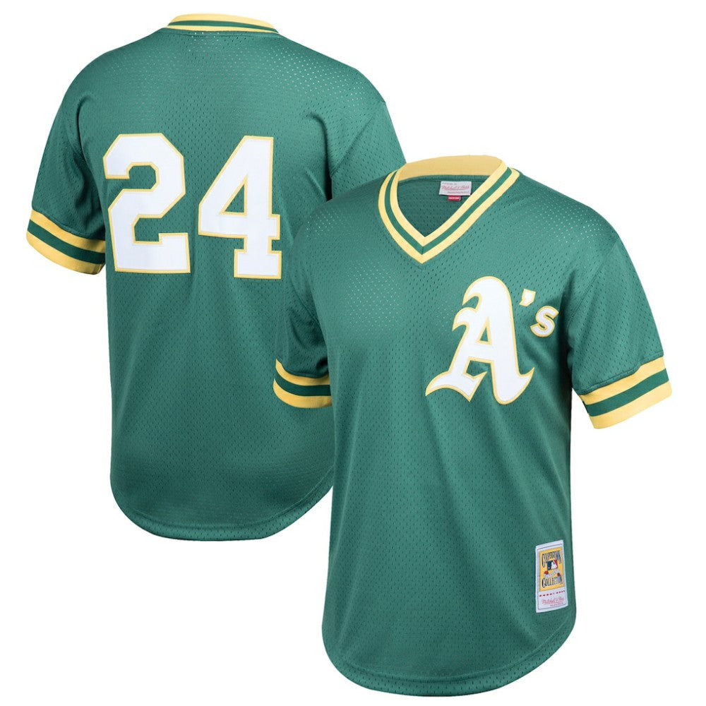 Rickey Henderson Athletics Youth Cooperstown Collection Mesh Batting Practice Jersey Green