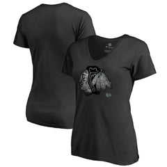 Chicago Blackhawks Women's Core Smoke V-Neck T-Shirt - Black T-shirts
