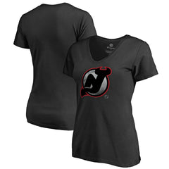 New Jersey Devils Women's Core Smoke V-Neck T-Shirt - Black T-shirts