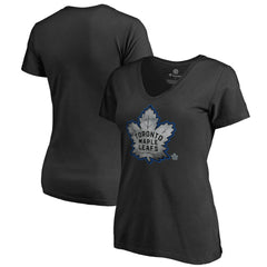 Toronto Maple Leafs Women's Core Smoke V-Neck T-Shirt - Black T-shirts