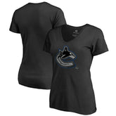 Vancouver Canucks Women's Core Smoke V-Neck T-Shirt - Black T-shirts