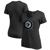 Winnipeg Jets Women's Core Smoke V-Neck T-Shirt - Black T-shirts