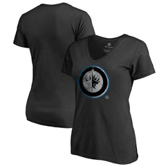 Winnipeg Jets Women's Core Smoke V-Neck T-Shirt - Black T-shirts