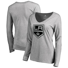 Los Angeles Kings Women's Team Alternate Long Sleeve V-Neck T-Shirt - Heather Gray T-shirts
