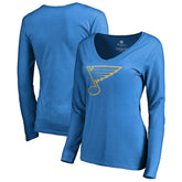 St. Louis Blues Women's Team Alternate Long Sleeve V-Neck T-Shirt - Blue T-shirts