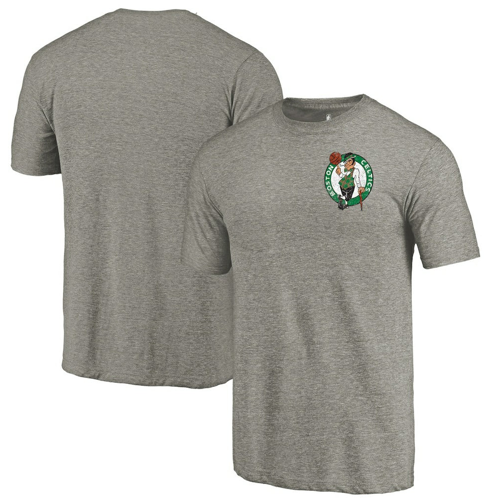 Boston Celtics Primary Logo Left Chest Distressed Tri-Blend T-Shirt - Gray sale